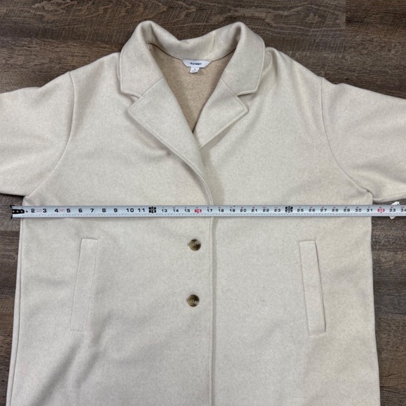 Old Navy Womens 3X Cream Longline Coat Jacket Oversized Button Front - Picture 12 of 13